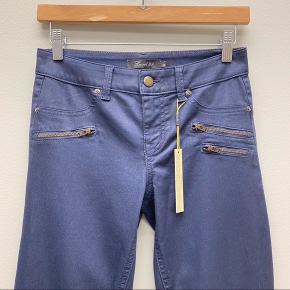 Revolve Level 99 Paris Moto Coated Skinny Jeans Size 25 Denim‎ Blue Leather Look - Picture 3 of 9